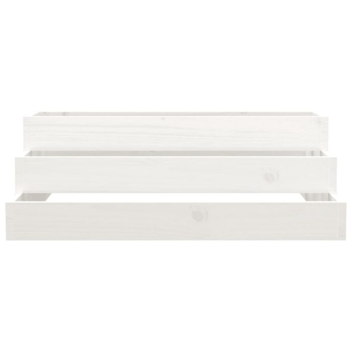 Jardinière Blanc 80x80x27 cm Bois massif de pin – Image 2