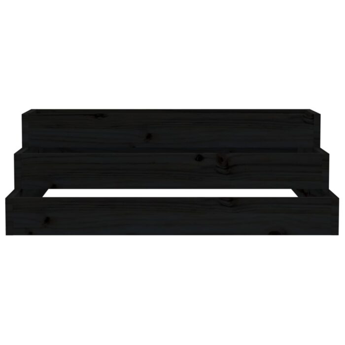 Jardinière Noir 80x80x27 cm Bois massif de pin – Image 2