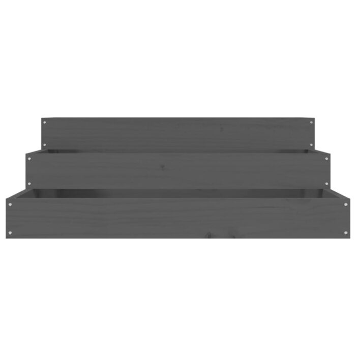 Jardinière Gris 78x78x27 cm Bois massif de pin – Image 2