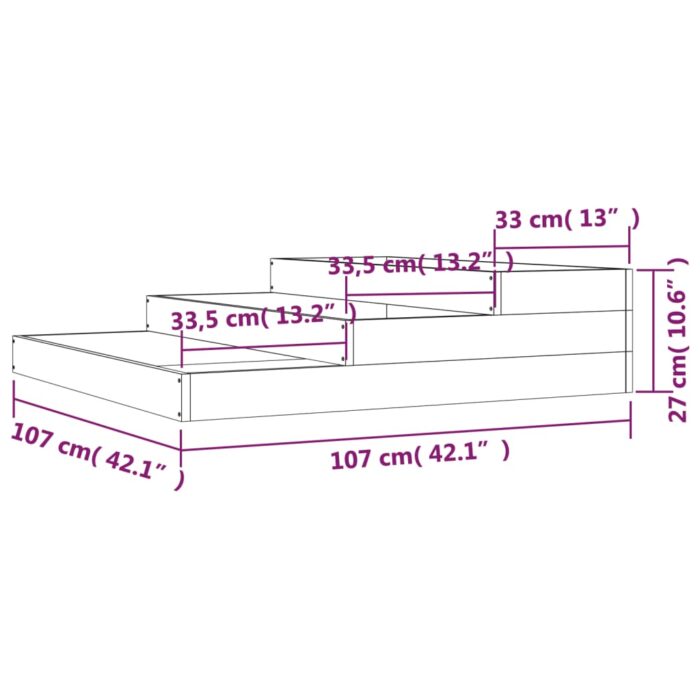 Jardinière Blanc 107x107x27 cm Bois massif de pin – Image 5