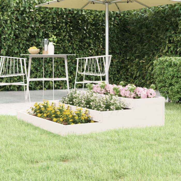Jardinière Blanc 107x107x27 cm Bois massif de pin – Image 1