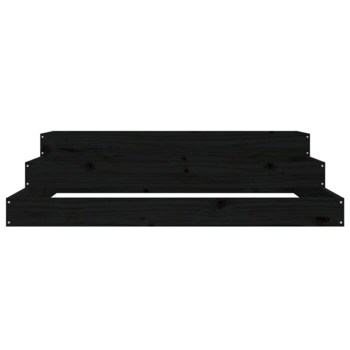 Jardinière Noir 107x107x27 cm Bois massif de pin – Image 2