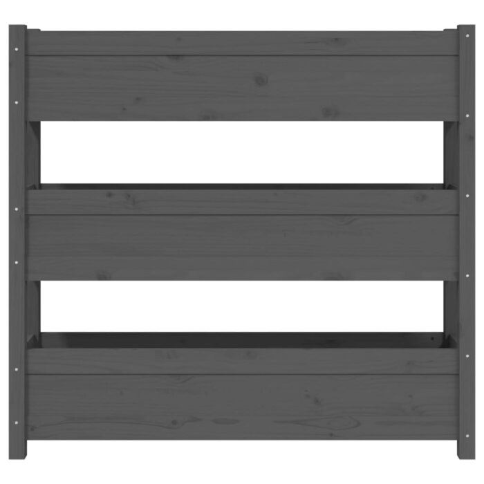 Jardinière Gris 112x25x104,5 cm Bois massif de pin – Image 3