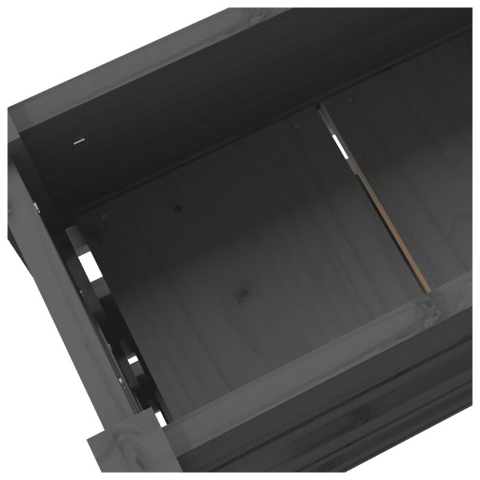 Jardinière Gris 112x25x104,5 cm Bois massif de pin – Image 5