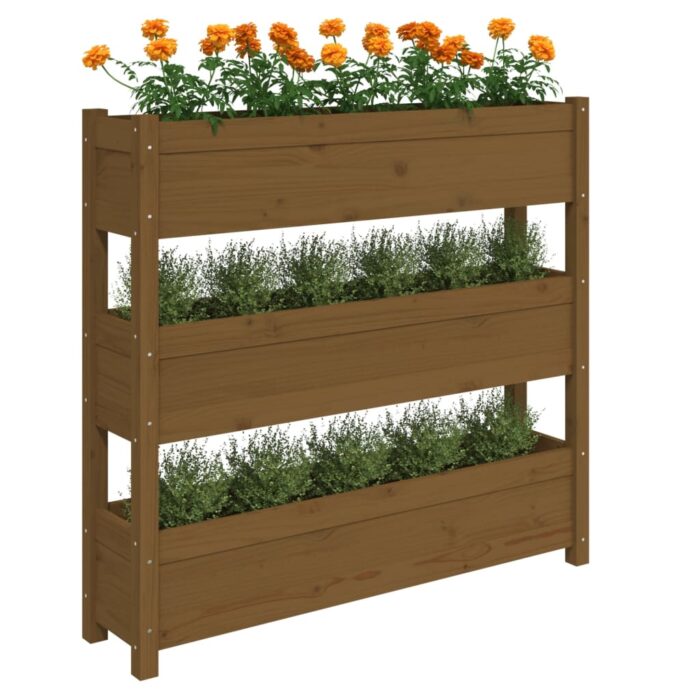Jardinière Marron miel 112x25x104,5 cm Bois massif de pin – Image 2