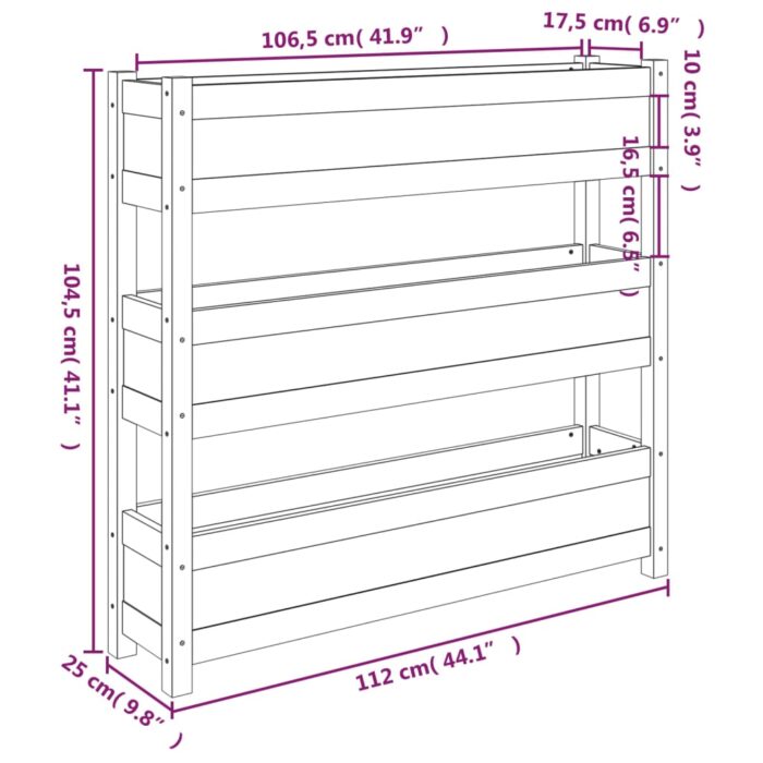 Jardinière Marron miel 112x25x104,5 cm Bois massif de pin – Image 7
