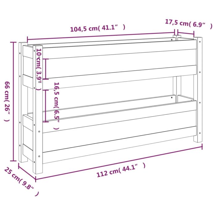 Jardinière 112x25x66 cm Bois massif de pin – Image 7