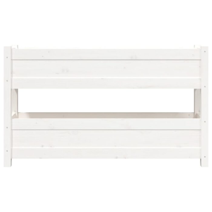 Jardinière Blanc 112x25x66 cm Bois massif de pin – Image 3