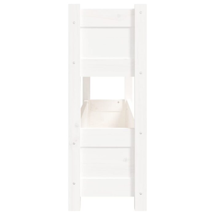 Jardinière Blanc 112x25x66 cm Bois massif de pin – Image 4
