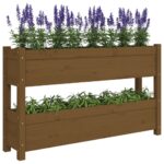 Jardinière Marron miel 112x25x66 cm Bois massif de pin – Image 2