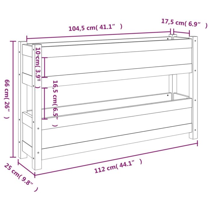 Jardinière Marron miel 112x25x66 cm Bois massif de pin – Image 7