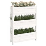Jardinière Blanc 77x25x104,5 cm Bois massif de pin – Image 2
