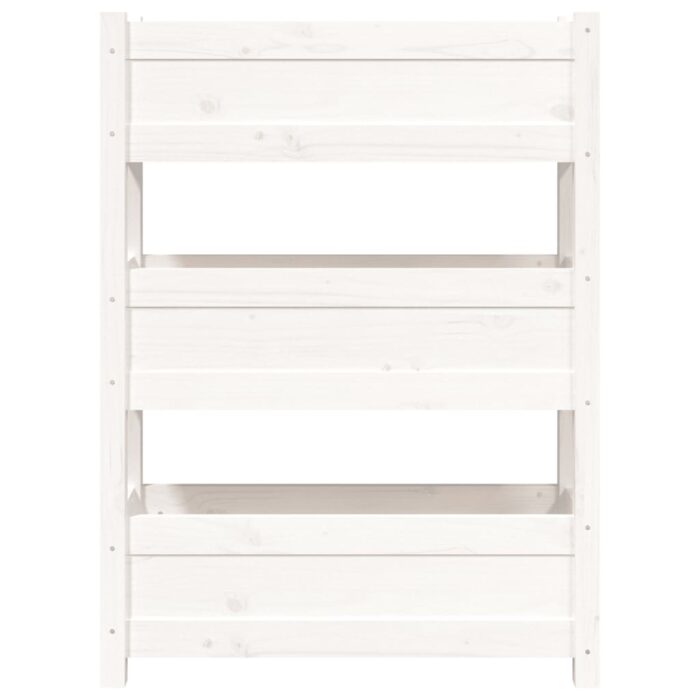 Jardinière Blanc 77x25x104,5 cm Bois massif de pin – Image 3