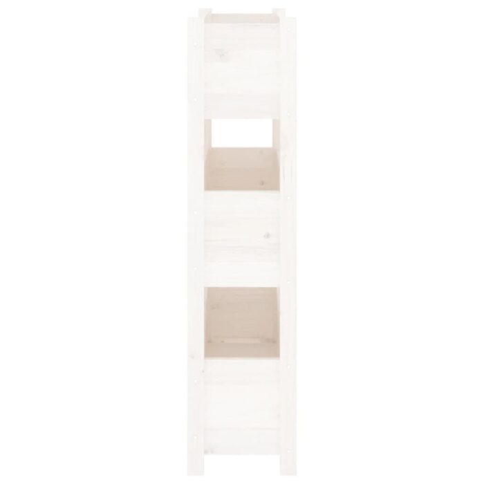 Jardinière Blanc 77x25x104,5 cm Bois massif de pin – Image 4