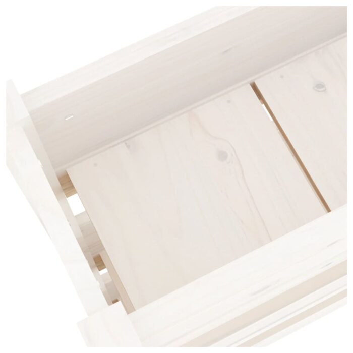 Jardinière Blanc 77x25x104,5 cm Bois massif de pin – Image 5