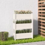 Jardinière Blanc 77x25x104,5 cm Bois massif de pin