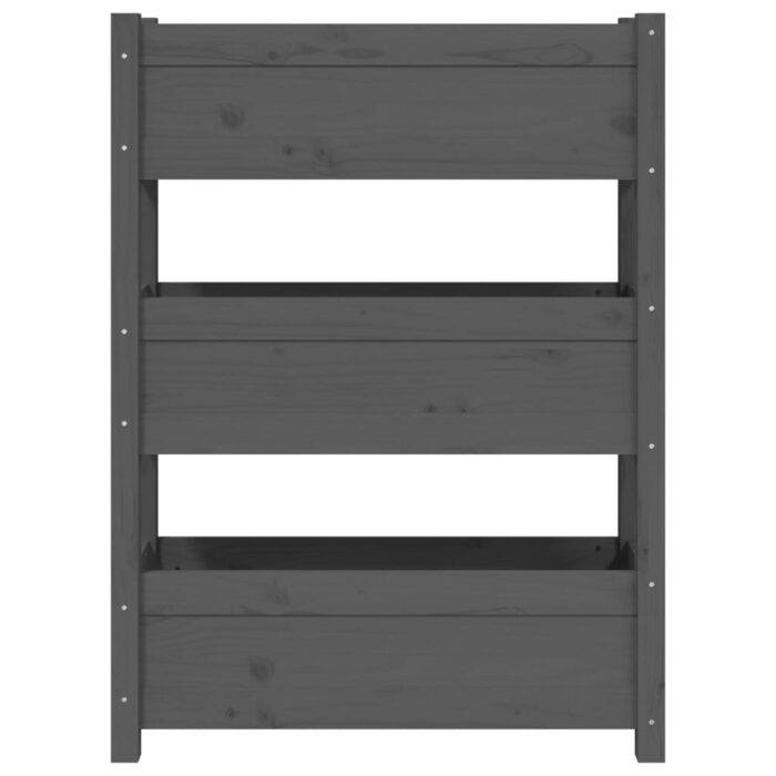 Jardinière Gris 77x25x104,5 cm Bois massif de pin – Image 3