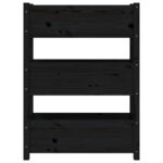 Jardinière Noir 77x25x104,5 cm Bois massif de pin – Image 3