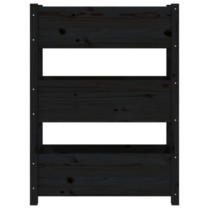 Jardinière Noir 77x25x104,5 cm Bois massif de pin – Image 3
