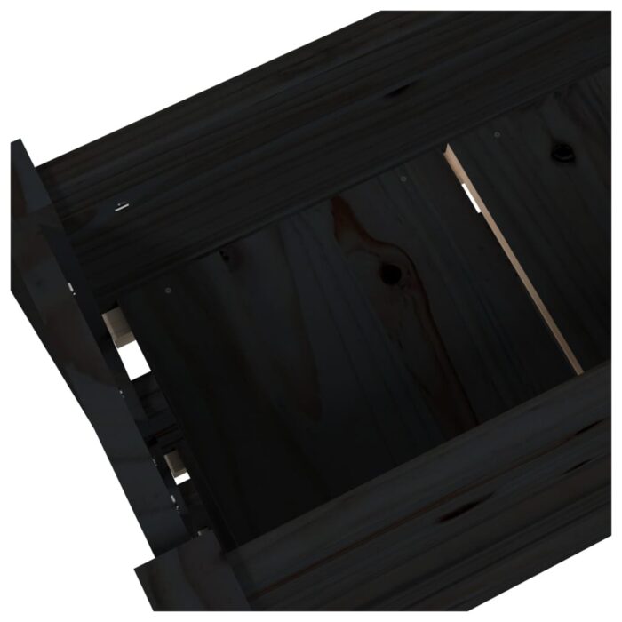 Jardinière Noir 77x25x104,5 cm Bois massif de pin – Image 5