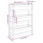 Jardinière Noir 77x25x104,5 cm Bois massif de pin – Image 7