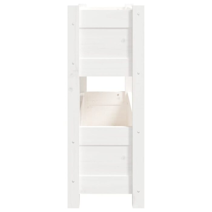Jardinière Blanc 77x25x66 cm Bois massif de pin – Image 4