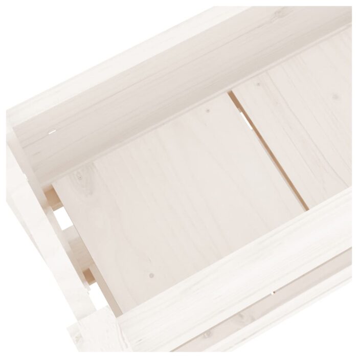 Jardinière Blanc 77x25x66 cm Bois massif de pin – Image 5