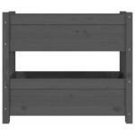 Jardinière Gris 77x25x66 cm Bois massif de pin – Image 3