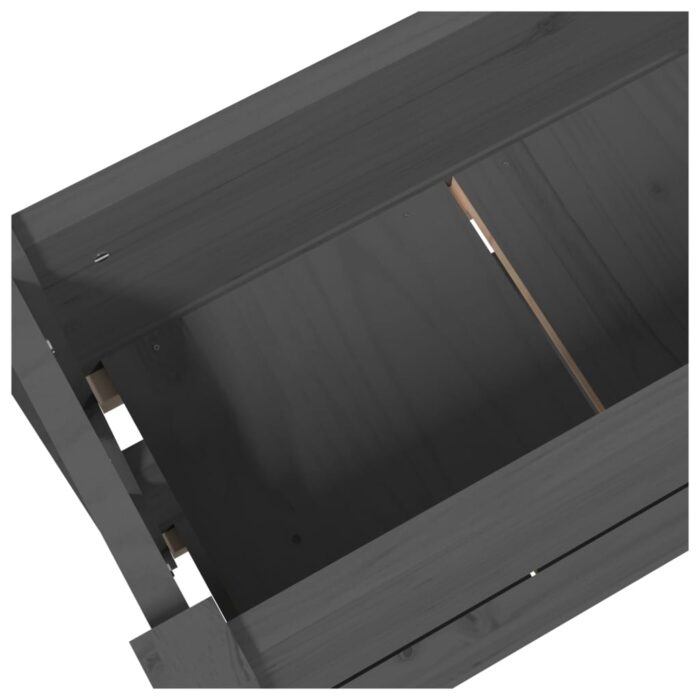 Jardinière Gris 77x25x66 cm Bois massif de pin – Image 5