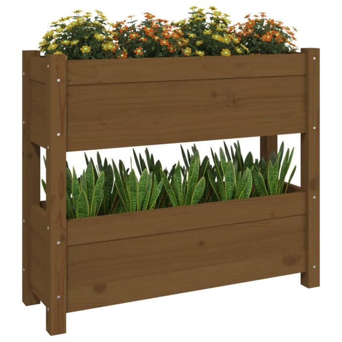 Jardinière Marron miel 77x25x66 cm Bois massif de pin – Image 2