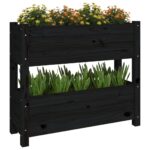 Jardinière Noir 77x25x66 cm Bois massif de pin – Image 2