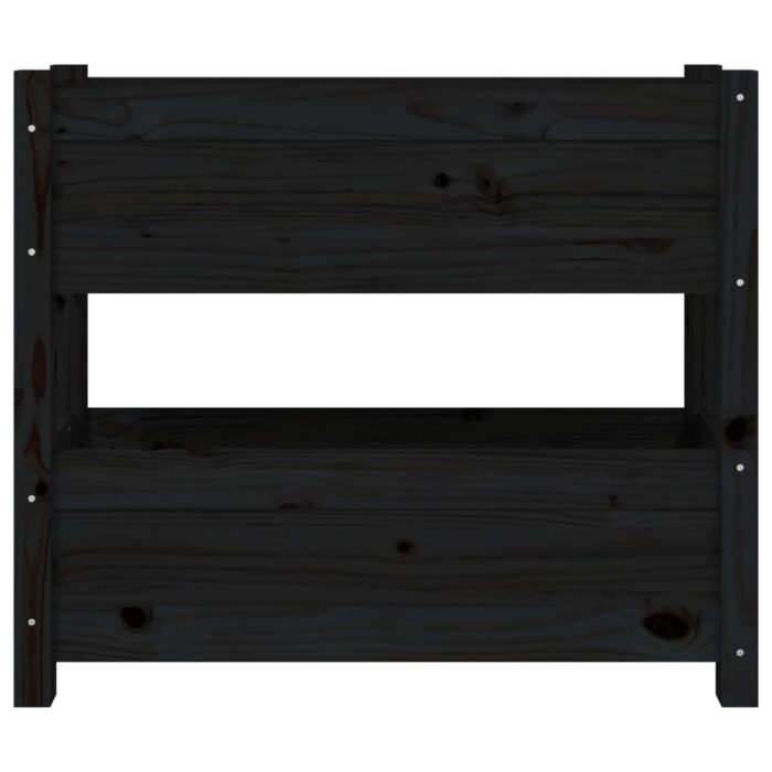 Jardinière Noir 77x25x66 cm Bois massif de pin – Image 3