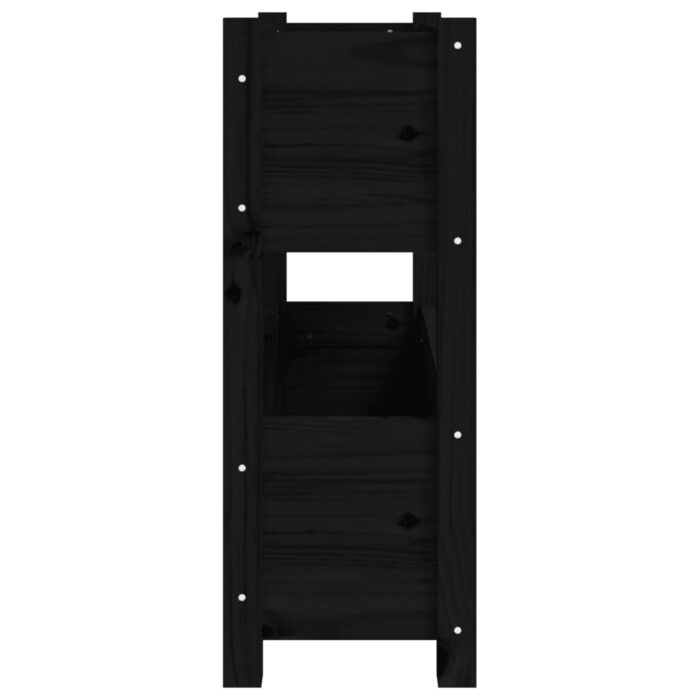 Jardinière Noir 77x25x66 cm Bois massif de pin – Image 4