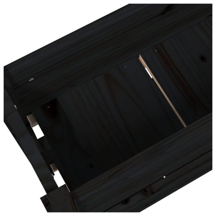 Jardinière Noir 77x25x66 cm Bois massif de pin – Image 5