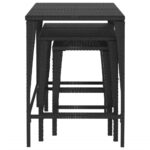 Tables gigognes 3 pcs noir résine tressée – Image 4