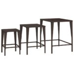 Tables gigognes 3 pcs marron résine tressée – Image 2