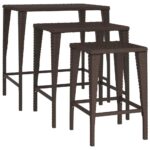 Tables gigognes 3 pcs marron résine tressée – Image 3