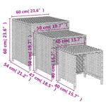 Tables gigognes 3 pcs marron résine tressée – Image 5