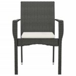 Chaises de jardin lot de 2 avec coussins Résine tressée Noir – Image 3
