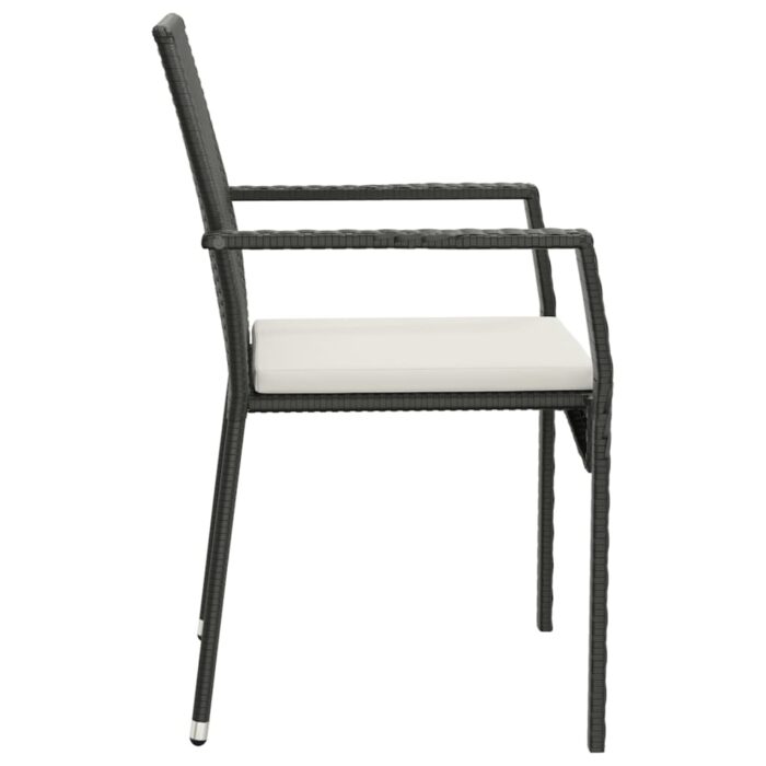 Chaises de jardin lot de 2 avec coussins Résine tressée Noir – Image 4
