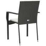 Chaises de jardin lot de 2 avec coussins Résine tressée Noir – Image 5
