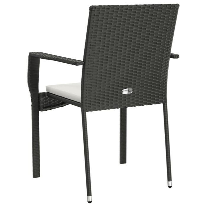 Chaises de jardin lot de 2 avec coussins Résine tressée Noir – Image 5