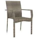 Chaises de jardin avec coussins lot de 2 Résine tressée Gris – Image 2