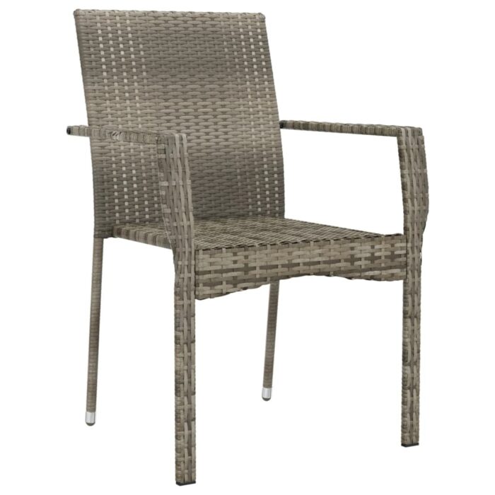 Chaises de jardin avec coussins lot de 2 Résine tressée Gris – Image 2