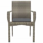 Chaises de jardin avec coussins lot de 2 Résine tressée Gris – Image 3