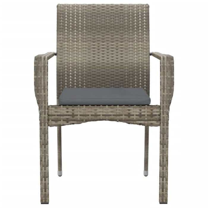 Chaises de jardin avec coussins lot de 2 Résine tressée Gris – Image 3