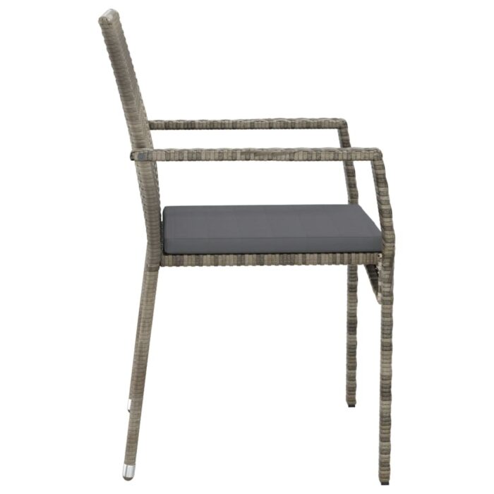 Chaises de jardin avec coussins lot de 2 Résine tressée Gris – Image 4