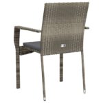 Chaises de jardin avec coussins lot de 2 Résine tressée Gris – Image 5