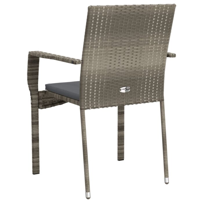 Chaises de jardin avec coussins lot de 2 Résine tressée Gris – Image 5