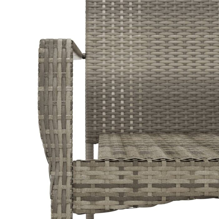 Chaises de jardin avec coussins lot de 2 Résine tressée Gris – Image 6